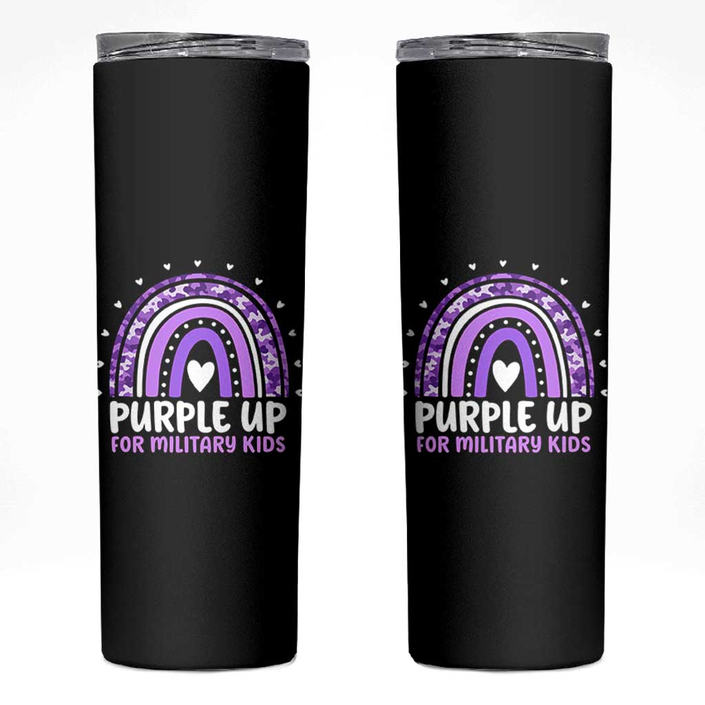 Purple Up For Military Kids Skinny Tumbler Month Of Military Child Army Rainbow