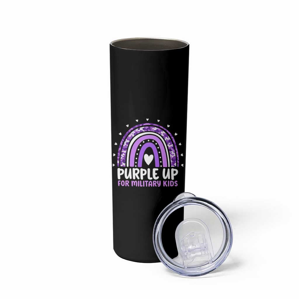 Purple Up For Military Kids Skinny Tumbler Month Of Military Child Army Rainbow