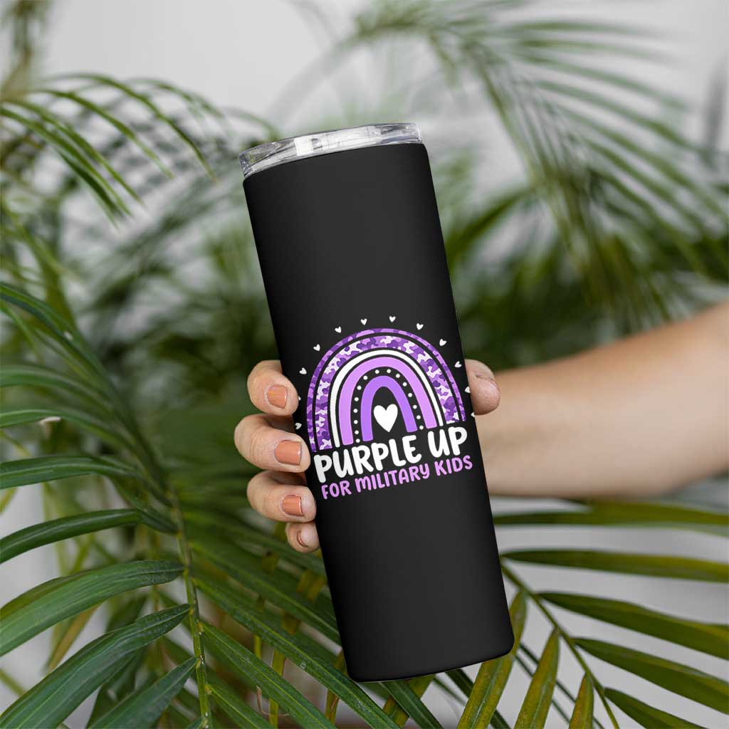 Purple Up For Military Kids Skinny Tumbler Month Of Military Child Army Rainbow