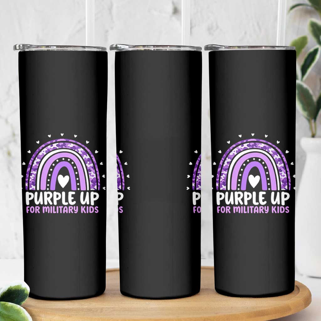 Purple Up For Military Kids Skinny Tumbler Month Of Military Child Army Rainbow