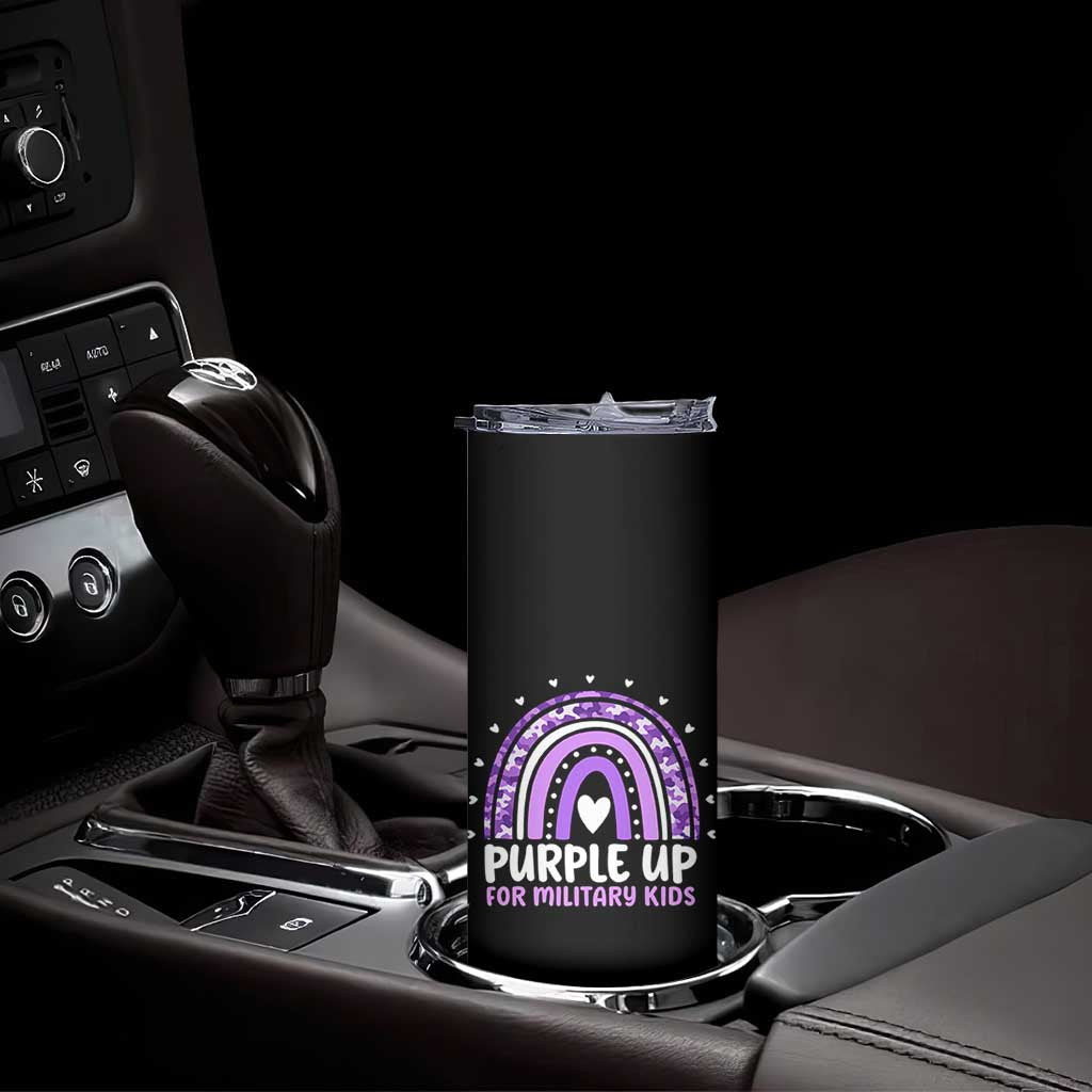 Purple Up For Military Kids Skinny Tumbler Month Of Military Child Army Rainbow