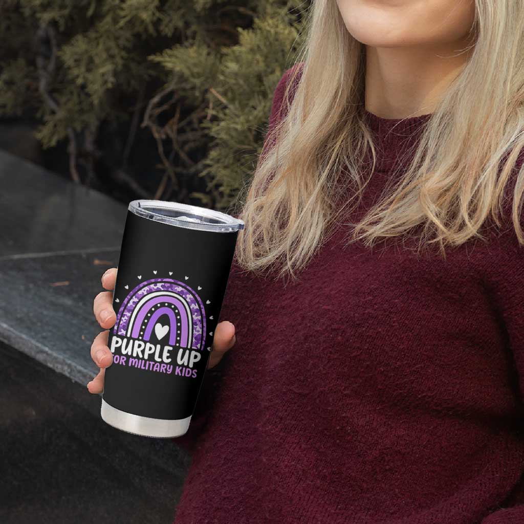 Purple Up For Military Kids Tumbler Cup Month Of Military Child Army Rainbow