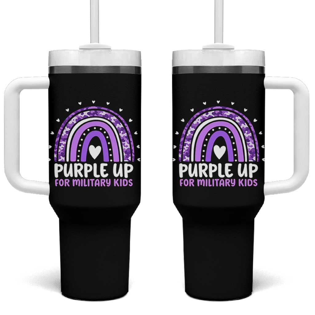 Purple Up For Military Kids Tumbler With Handle Month Of Military Child Army Rainbow