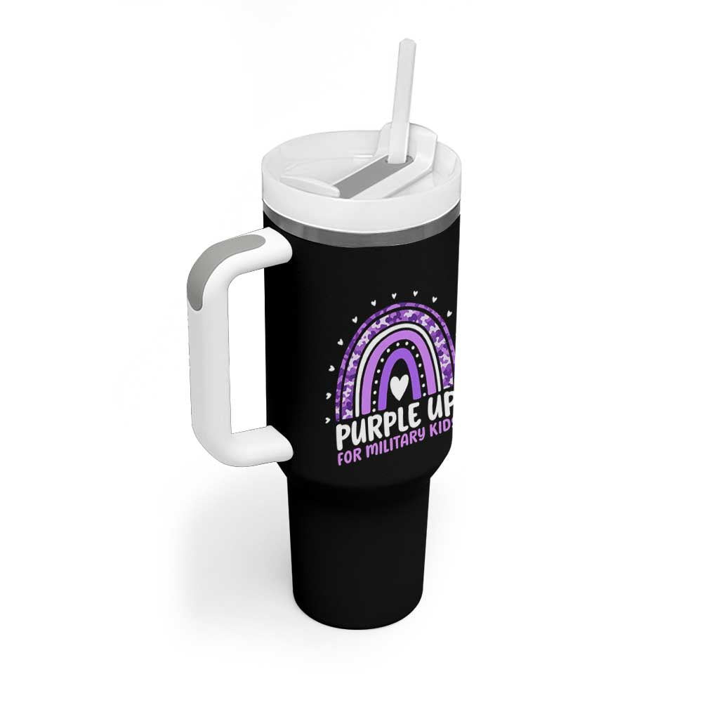 Purple Up For Military Kids Tumbler With Handle Month Of Military Child Army Rainbow