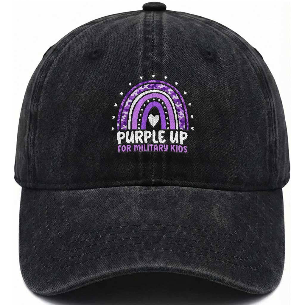 Purple Up For Military Kids Washed Cotton Baseball Cap Month Of Military Child Army Rainbow