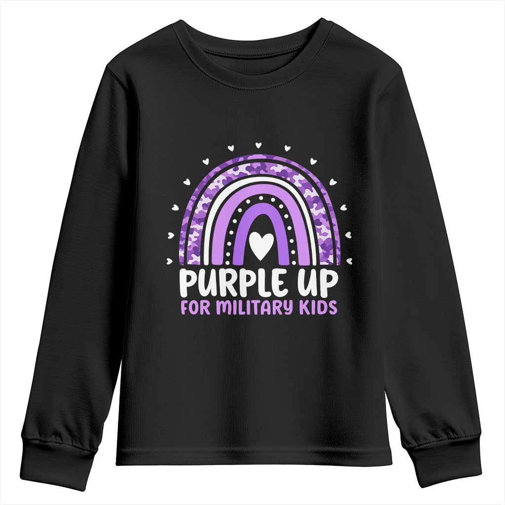 Purple Up For Military Kids Youth Sweatshirt Month Of Military Child Army Rainbow