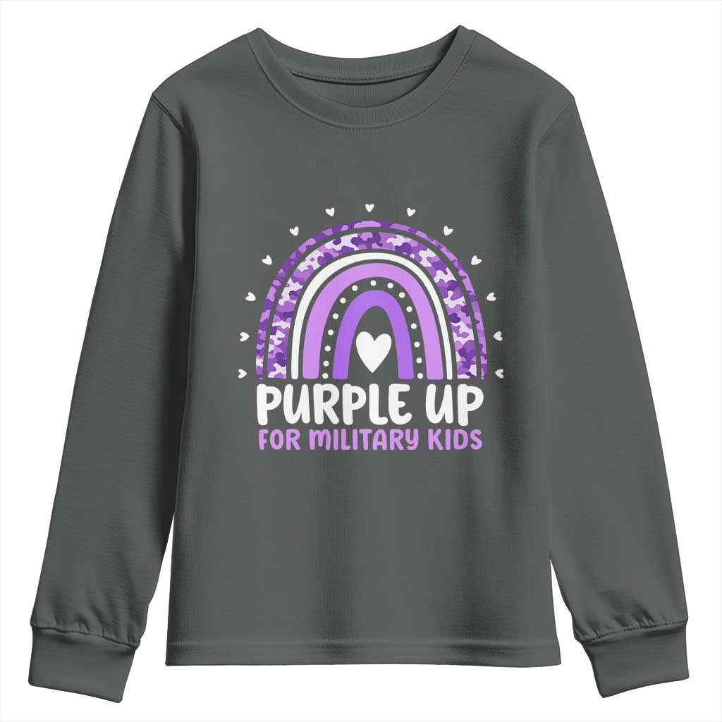 Purple Up For Military Kids Youth Sweatshirt Month Of Military Child Army Rainbow