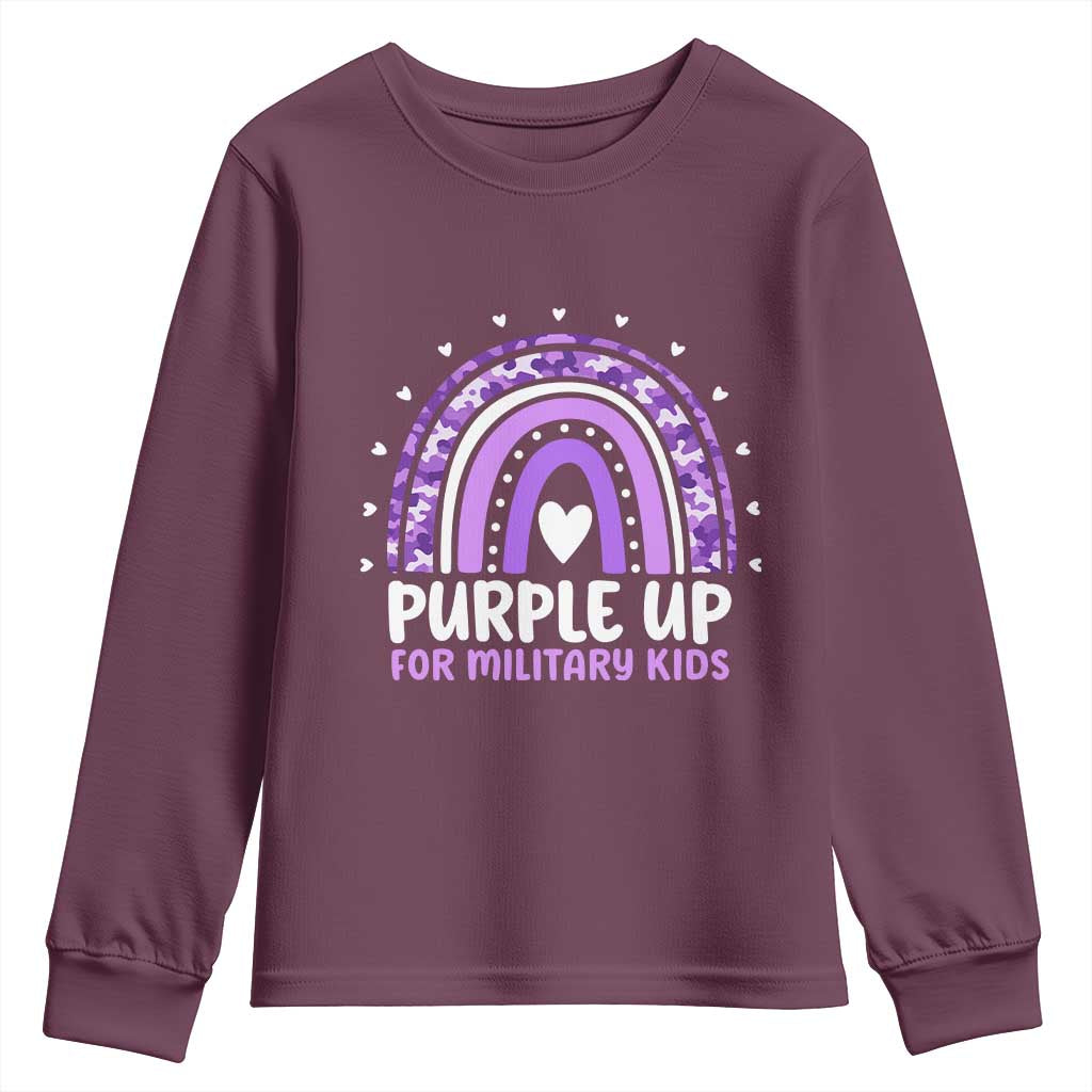 Purple Up For Military Kids Youth Sweatshirt Month Of Military Child Army Rainbow
