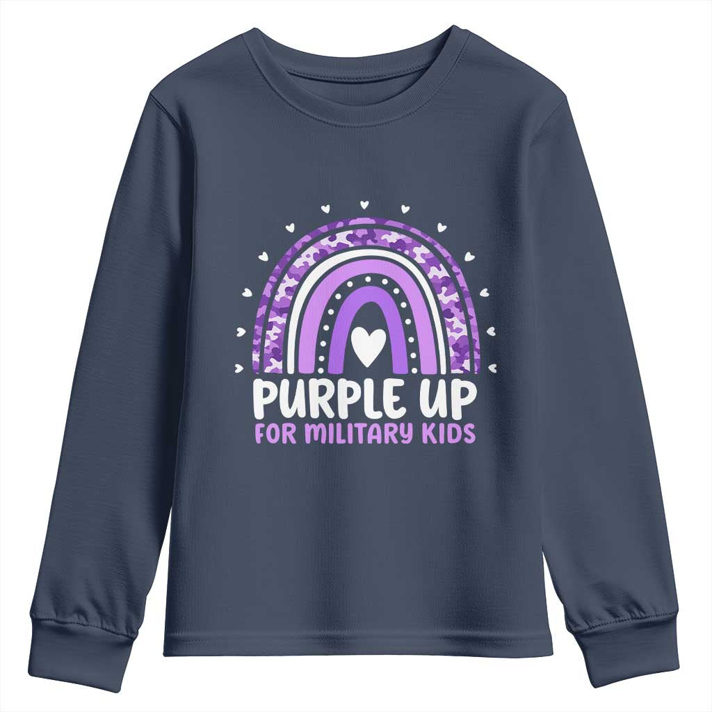 Purple Up For Military Kids Youth Sweatshirt Month Of Military Child Army Rainbow