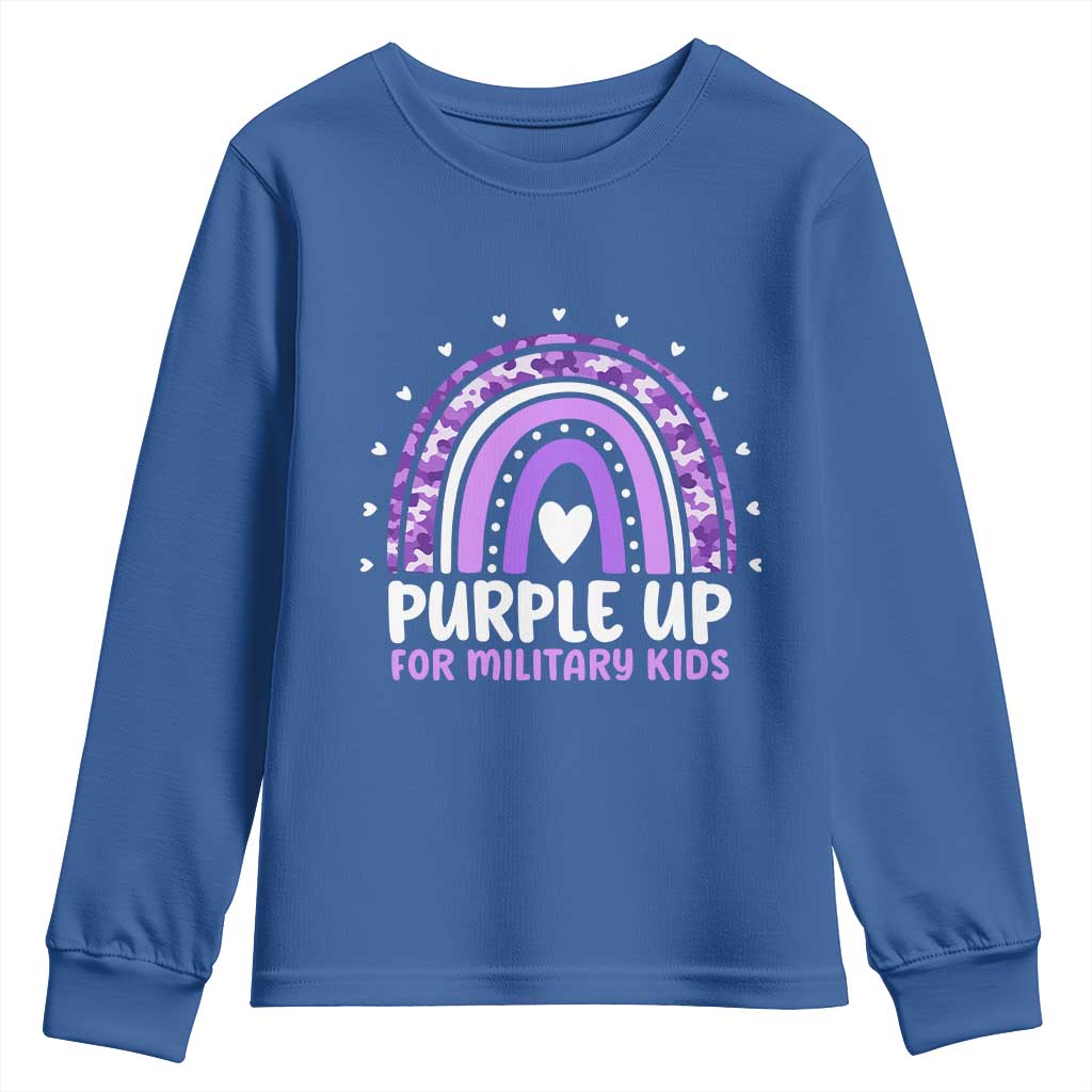 Purple Up For Military Kids Youth Sweatshirt Month Of Military Child Army Rainbow