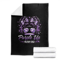 Purple Up Military Child Throw Blanket Camo Messy Bun Military Kid Month