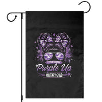 Purple Up Military Child Garden Flag Camo Messy Bun Military Kid Month