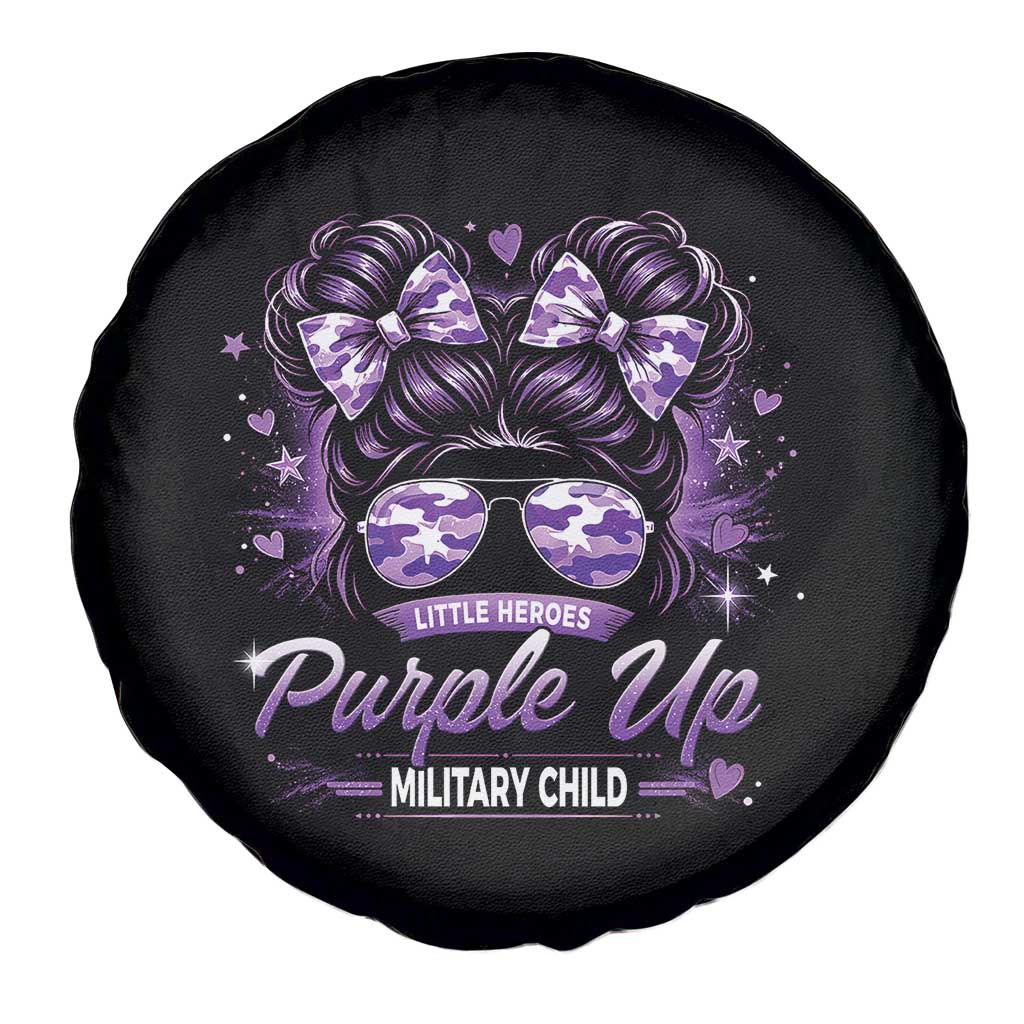 Purple Up Military Child Spare Tire Cover Camo Messy Bun Military Kid Month