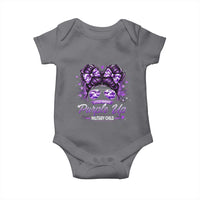 Purple Up Military Child Baby Onesie Camo Messy Bun Military Kid Month