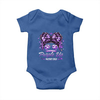 Purple Up Military Child Baby Onesie Camo Messy Bun Military Kid Month