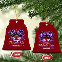 Purple Up Military Child Ceramic Ornament Camo Messy Bun Military Kid Month