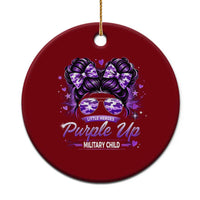 Purple Up Military Child Ceramic Ornament Camo Messy Bun Military Kid Month
