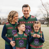 Purple Up Military Child V-Neck Knit Sweater Vest Camo Messy Bun Military Kid Month