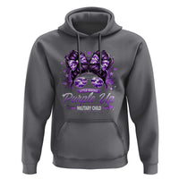 Purple Up Military Child Hoodie Camo Messy Bun Military Kid Month