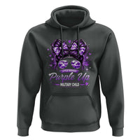 Purple Up Military Child Hoodie Camo Messy Bun Military Kid Month