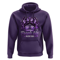 Purple Up Military Child Hoodie Camo Messy Bun Military Kid Month