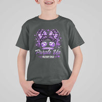 Purple Up Military Child T Shirt For Kid Camo Messy Bun Military Kid Month
