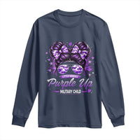 Purple Up Military Child Long Sleeve Shirt Camo Messy Bun Military Kid Month