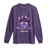 Purple Up Military Child Long Sleeve Shirt Camo Messy Bun Military Kid Month