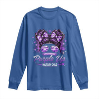 Purple Up Military Child Long Sleeve Shirt Camo Messy Bun Military Kid Month
