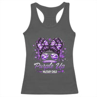 Purple Up Military Child Racerback Tank Top Camo Messy Bun Military Kid Month