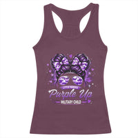 Purple Up Military Child Racerback Tank Top Camo Messy Bun Military Kid Month