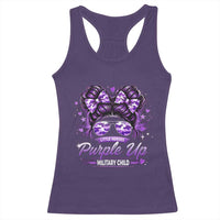 Purple Up Military Child Racerback Tank Top Camo Messy Bun Military Kid Month