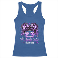 Purple Up Military Child Racerback Tank Top Camo Messy Bun Military Kid Month