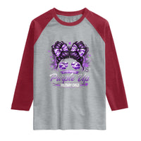 Purple Up Military Child Raglan Shirt Camo Messy Bun Military Kid Month