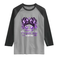 Purple Up Military Child Raglan Shirt Camo Messy Bun Military Kid Month