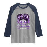 Purple Up Military Child Raglan Shirt Camo Messy Bun Military Kid Month