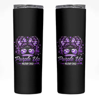 Purple Up Military Child Skinny Tumbler Camo Messy Bun Military Kid Month