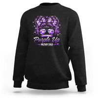 Purple Up Military Child Sweatshirt Camo Messy Bun Military Kid Month