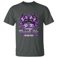 Purple Up Military Child T Shirt Camo Messy Bun Military Kid Month