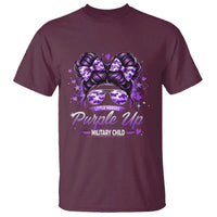 Purple Up Military Child T Shirt Camo Messy Bun Military Kid Month