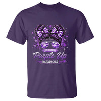 Purple Up Military Child T Shirt Camo Messy Bun Military Kid Month