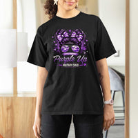 Purple Up Military Child T Shirt For Women Camo Messy Bun Military Kid Month