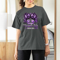 Purple Up Military Child T Shirt For Women Camo Messy Bun Military Kid Month