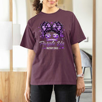 Purple Up Military Child T Shirt For Women Camo Messy Bun Military Kid Month