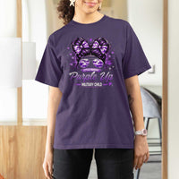 Purple Up Military Child T Shirt For Women Camo Messy Bun Military Kid Month