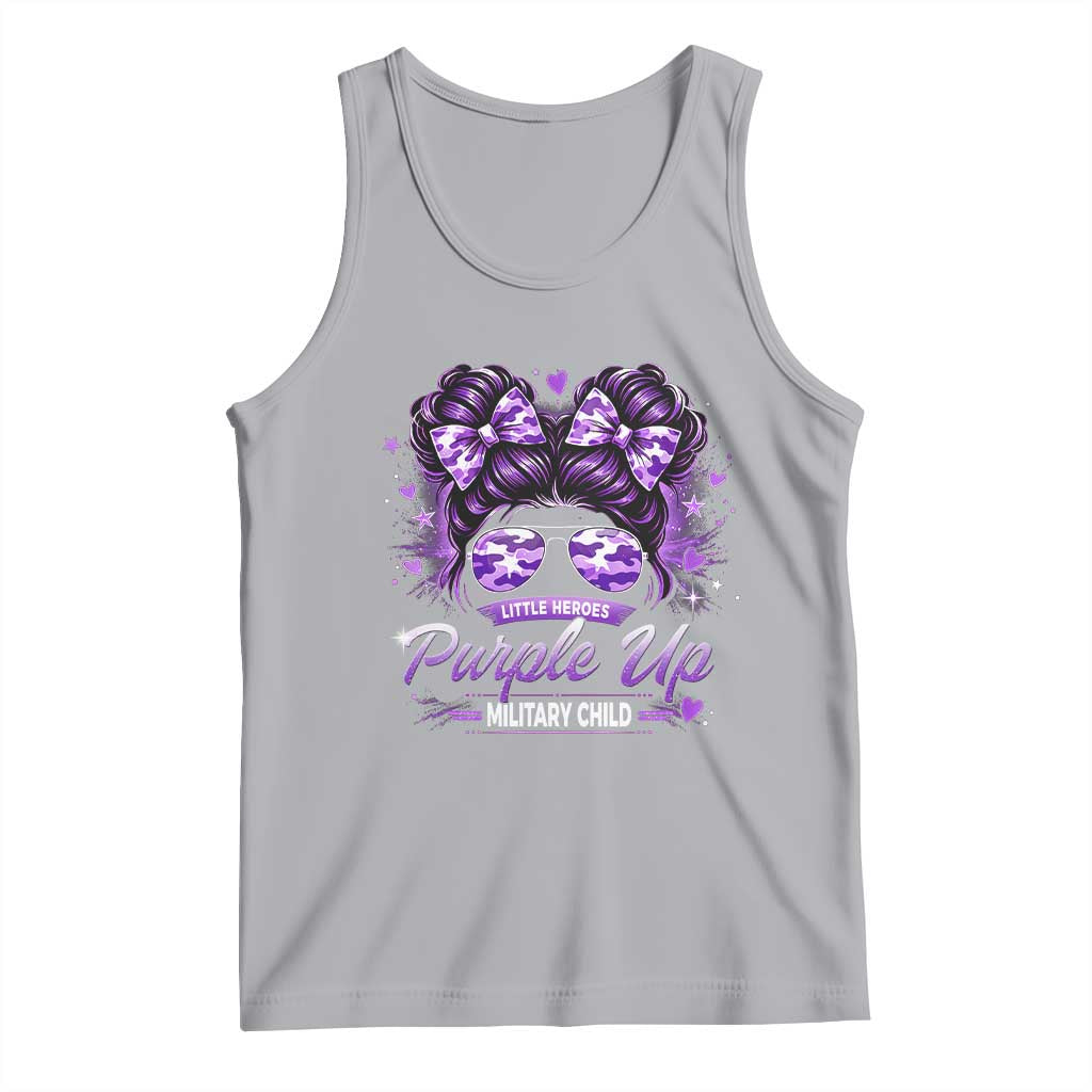 Purple Up Military Child Tank Top Camo Messy Bun Military Kid Month