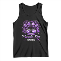 Purple Up Military Child Tank Top Camo Messy Bun Military Kid Month