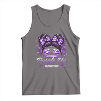 Purple Up Military Child Tank Top Camo Messy Bun Military Kid Month