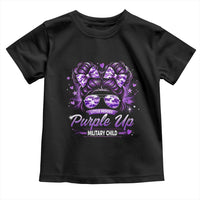 Purple Up Military Child Toddler T Shirt Camo Messy Bun Military Kid Month