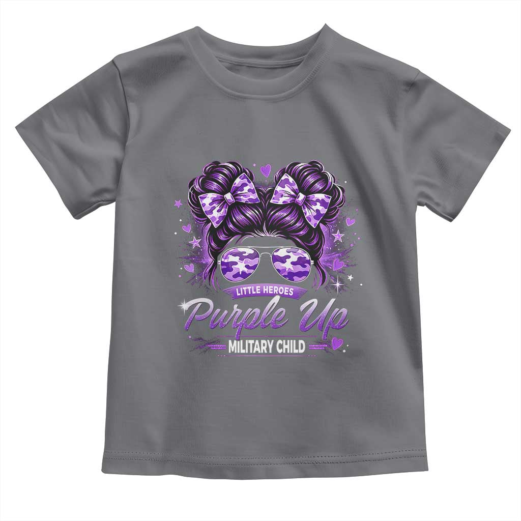 Purple Up Military Child Toddler T Shirt Camo Messy Bun Military Kid Month